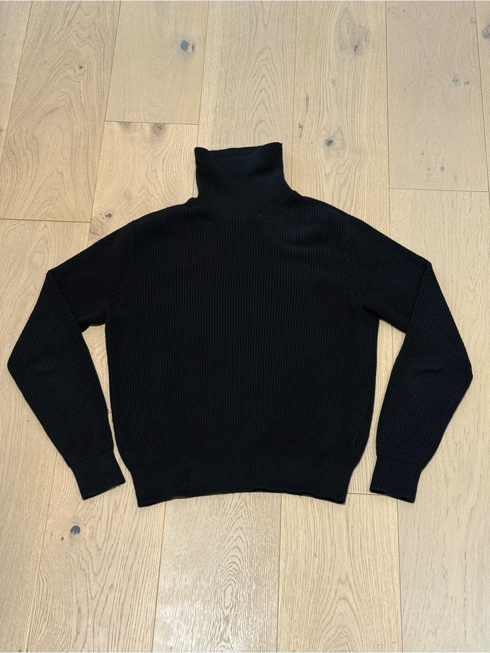 Buck Mason Black Cotton Cashmere Seafarer Ribbed Turtleneck